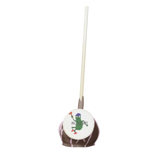 Funny Pickle Playing Pickleball Cake Pops (Front)