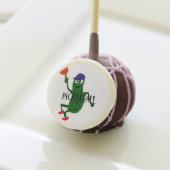 Funny Pickle Playing Pickleball Cake Pops (Front Insitu)