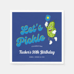 Funny Pickle Playing Pickleball Custom Text Napkins