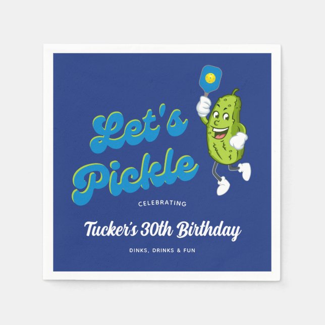 Funny Pickle Playing Pickleball Custom Text Napkins (Front)