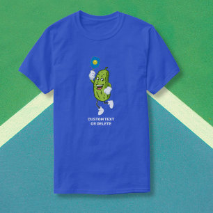 Funny Pickle Playing Pickleball Custom Text T-Shirt