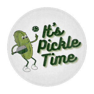 Funny Pickle Playing Pickleball Cutting Board