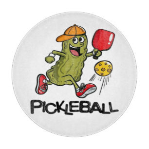 Funny Pickle Playing Pickleball Cutting Board
