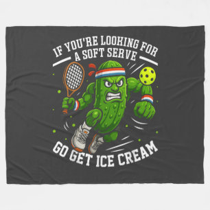 Funny Pickle Playing Pickleball Fleece Blanket