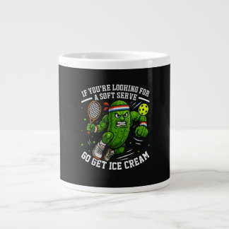 Funny Pickle Playing Pickleball Giant Coffee Mug