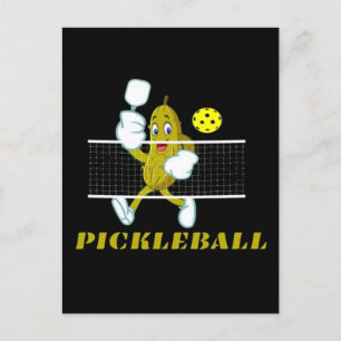 Funny Pickle Playing Pickleball Holiday Postcard