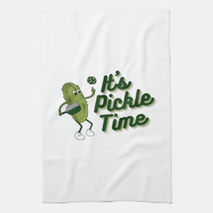 Funny Pickle Playing Pickleball  Kitchen Towel