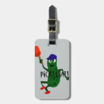 Funny Pickle Playing Pickleball Luggage Tag at Zazzle
