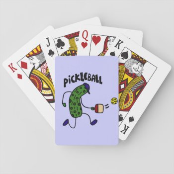Funny Pickle Playing Pickleball Playing Cards by naturesmiles at Zazzle