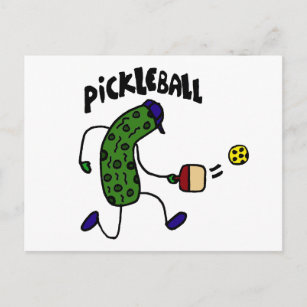 Funny Pickle Playing Pickleball Postcard