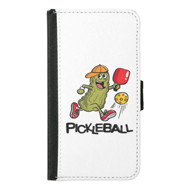Funny Pickle Playing Pickleball  Samsung Galaxy Wallet Case (Front)