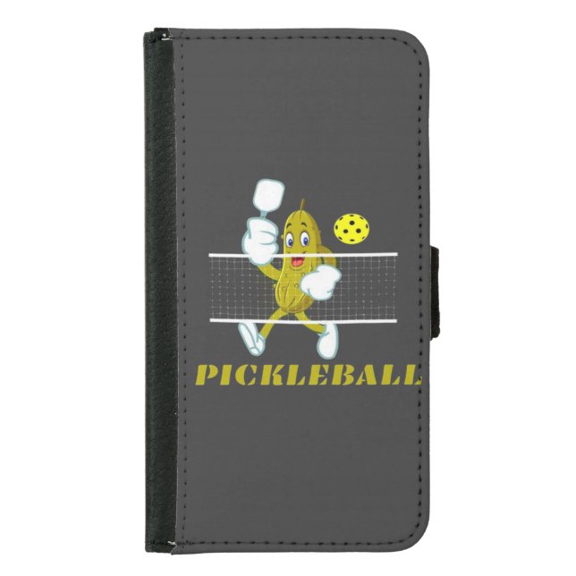 Funny Pickle Playing Pickleball  Samsung Galaxy Wallet Case (Front)