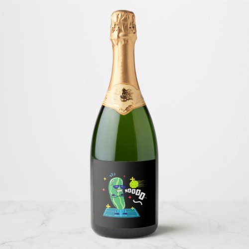 Funny Pickle Playing Pickleball _ Scared The Pickl Sparkling Wine Label