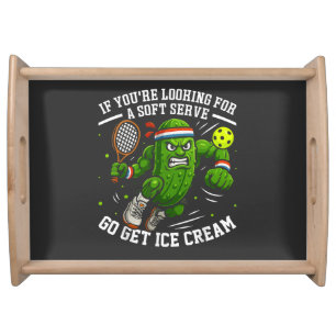 Funny Pickle Playing Pickleball Serving Tray