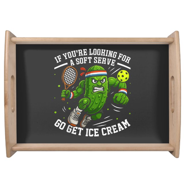 Funny Pickle Playing Pickleball Serving Tray (Front)