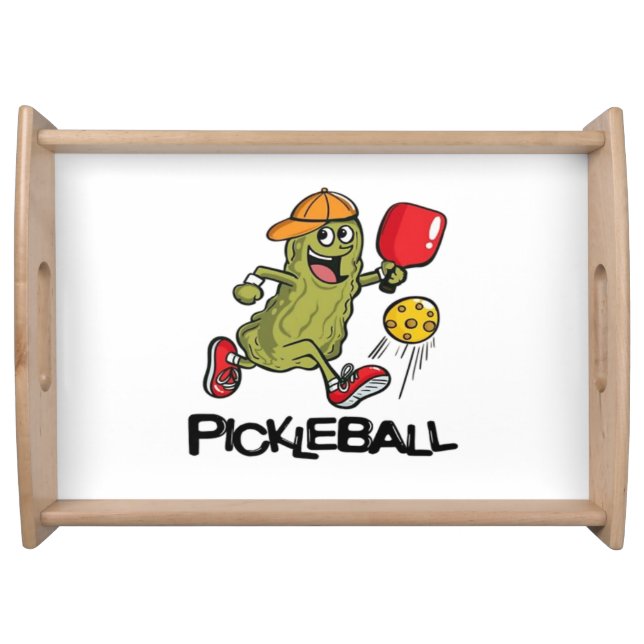 Funny Pickle Playing Pickleball  Serving Tray (Front)