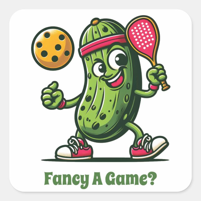 Funny pickle playing pickleball  square sticker (Front)