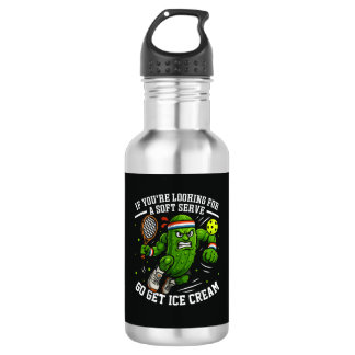 Funny Pickle Playing Pickleball Stainless Steel Water Bottle