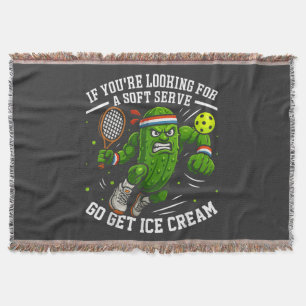 Funny Pickle Playing Pickleball Throw Blanket