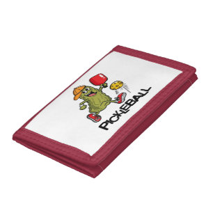 Funny Pickle Playing Pickleball Tri-fold Wallet