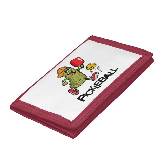 Funny Pickle Playing Pickleball  Tri-fold Wallet (Bottom)