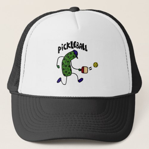 Funny Pickle Playing Pickleball Trucker Hat