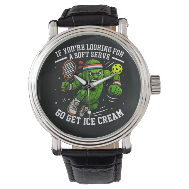 Funny Pickle Playing Pickleball Watch (Front)