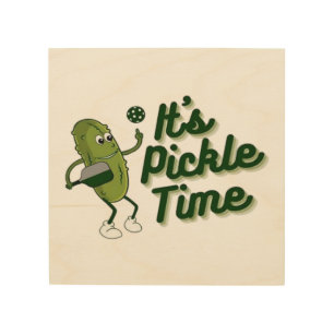 Funny Pickle Playing Pickleball Wood Wall Art