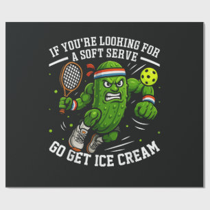 Funny Pickle Playing Pickleball Wrapping Paper