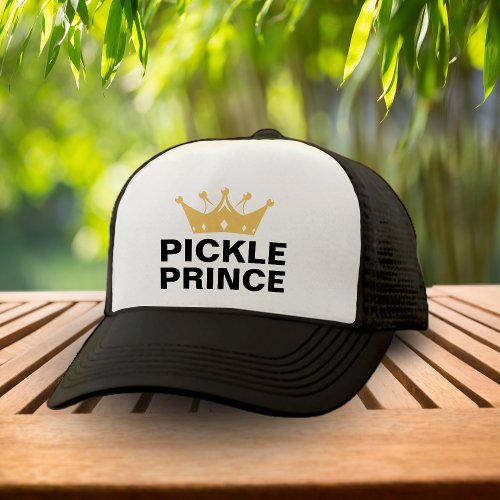 Funny Pickle Prince Crown Mens Pickleball Trucker Hat