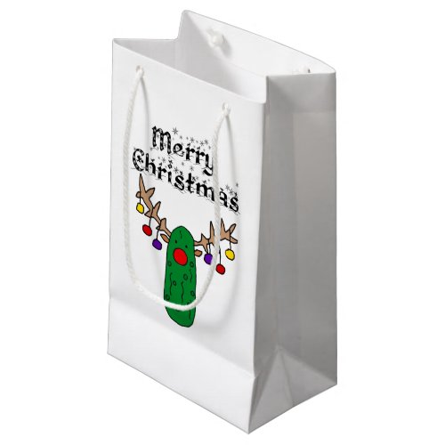 Funny Pickle Reindeer Merry Christmas Art Small Gift Bag