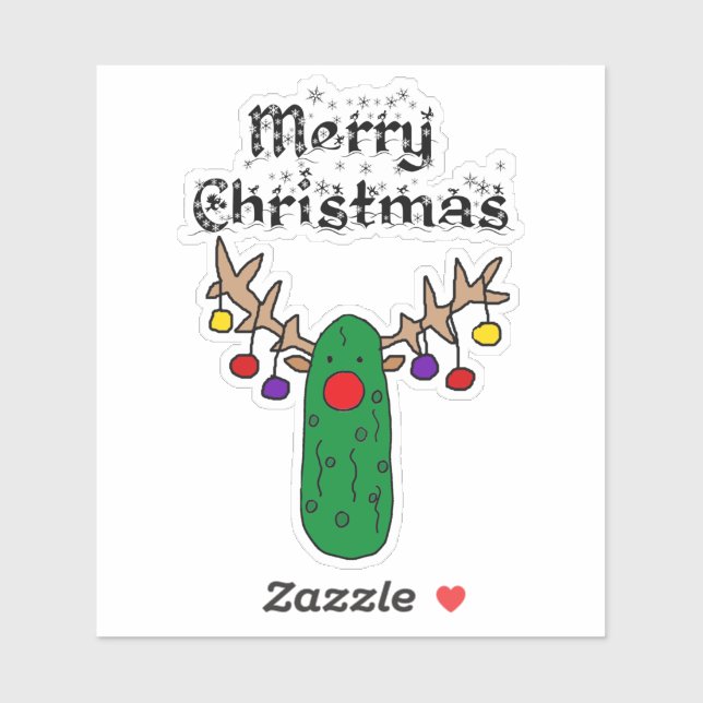 Funny Pickle Reindeer Merry Christmas Art Sticker (Sheet)