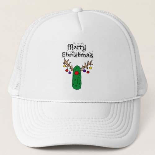 Funny Pickle Reindeer Merry Christmas Art Trucker Hat