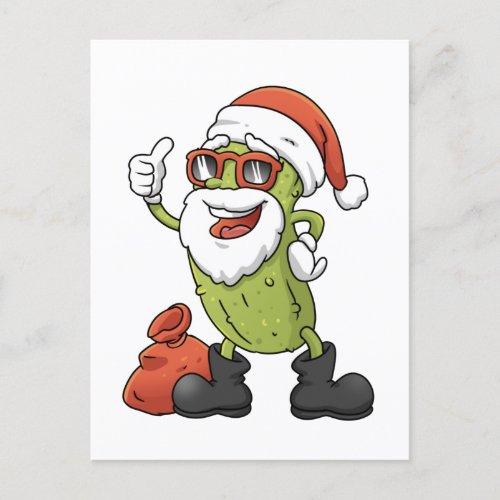 Funny Pickle Santa Claus Christmas Cartoon Holiday Postcard
