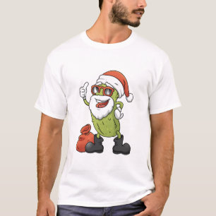 Funny Pickle Santa Claus Christmas Cartoon Holiday T-Shirt