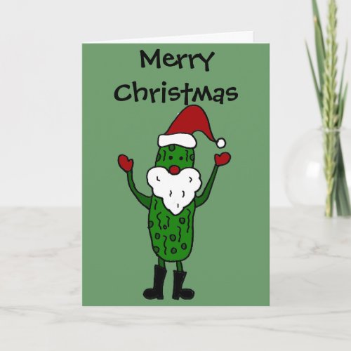 Funny Pickle Santa Claus Christmas Design Holiday Card