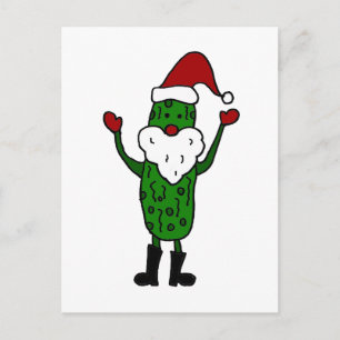 Funny Pickle Santa Claus Christmas Design Holiday Postcard
