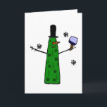 Funny Pickle Snowman Holding Pickleball Paddle Holiday Card<br><div class="desc">Wonĭ pickle snowman holding pickleball paddle original art design a fun gift.  Can also add custom text and change background color when ordering.</div>