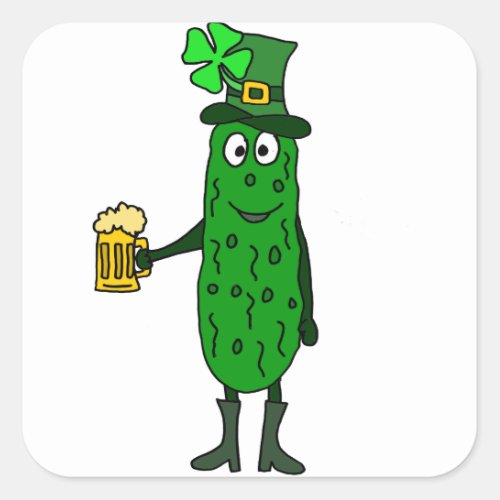 Funny Pickle St Patricks Day Art Square Sticker