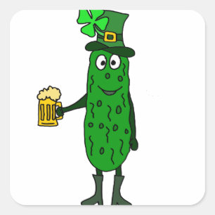 Funny Pickle St. Patrick's Day Art Square Sticker