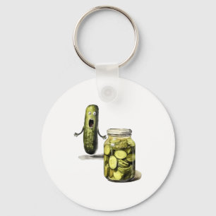 Funny Pickle Surprise A Cucumber And A Jar Of Slic Keychain