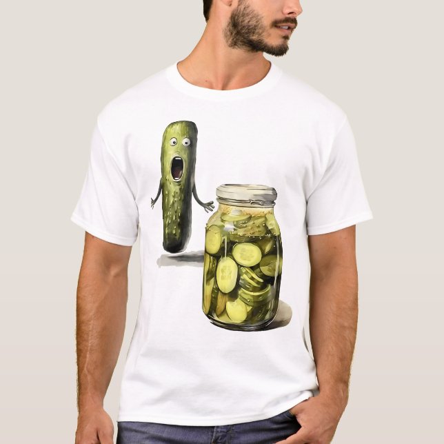 Funny Pickle Surprise A Cucumber And A Jar Of Slic T-Shirt (Front)