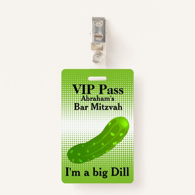 Funny Pickle VIP Party Badge (Front with Clip)