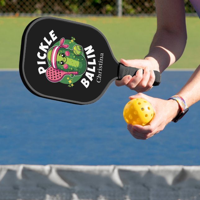 Funny pickle word art add name pickleball paddle (Insitu)