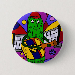 Funny Pickleball Abstract Art Original Button