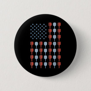 Funny Pickleball American Flag Usa Men Women 4th O Button