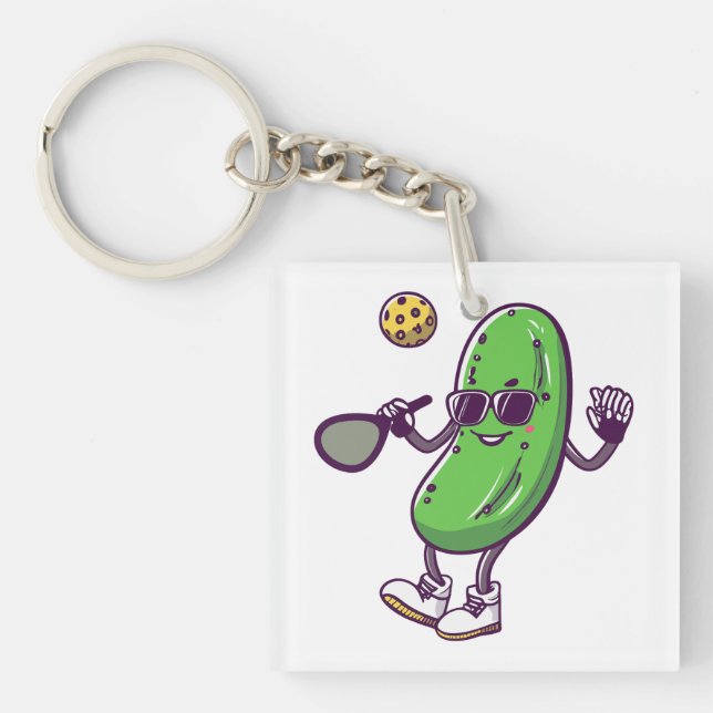 Funny Pickleball and Cool Cucumber: Playful Paddle Keychain (Front)