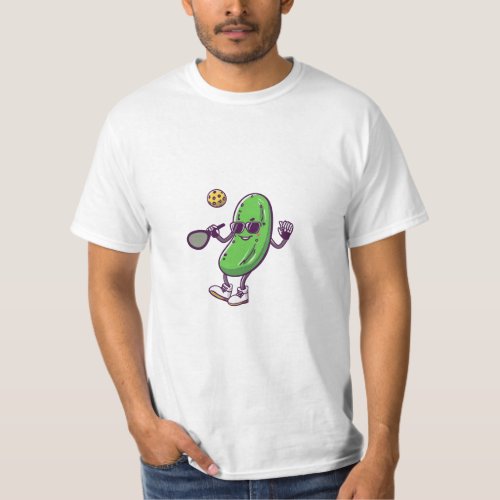 Funny Pickleball and Cool Cucumber Playful Paddle T_Shirt