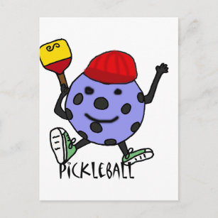 Funny Pickleball Ball Character Cartoon Postcard