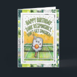 Funny Pickleball Birthday Card<br><div class="desc">This hilarious birthday card is perfect for pickleball fans,  featuring a cheerful paddle in a party hat on the court with the message Happy Birthday Dink Responsibly Don’t Get Smashed. A fun way to celebrate another year with humor and a little competitive spirit.</div>